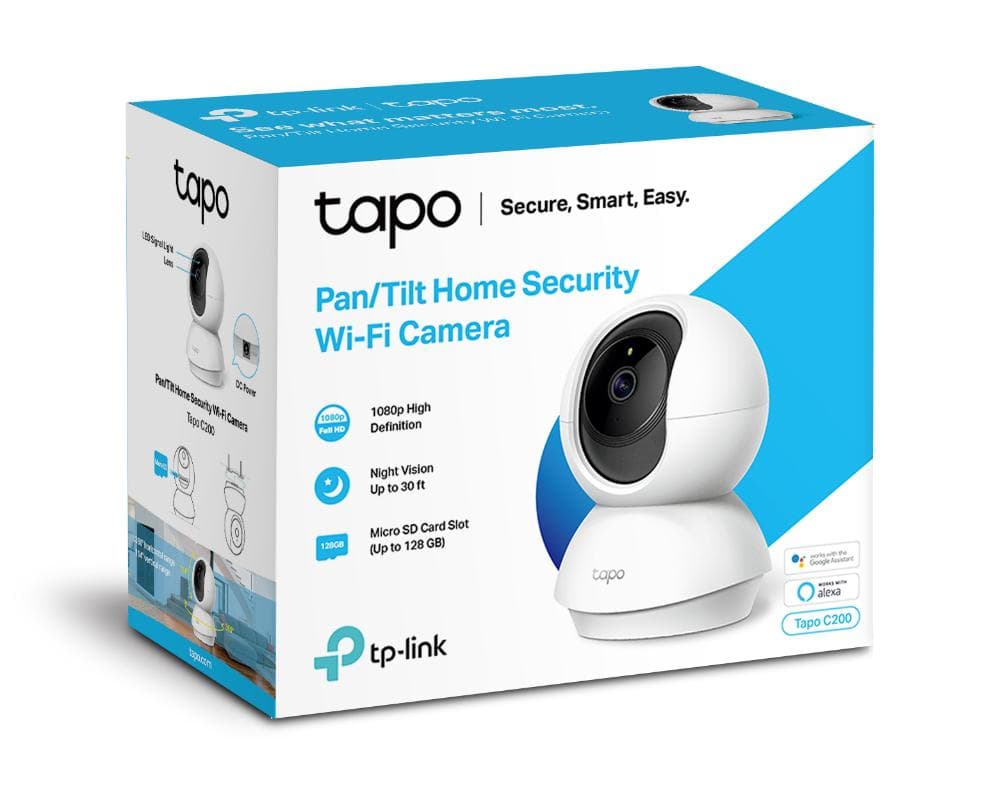 Camera de supraveghere Smart TP-Link Tapo C200 cu Pan/Tilt 360 grade Full HD 1080P Utilizare Baby Monitor Wireless Audio Video Night Vision Detectarea miscarilor Two-Way Audio Alarma sonora si luminoasa Control Vocal IP Wi-Fi Mod Privacy - Alb — miniatură