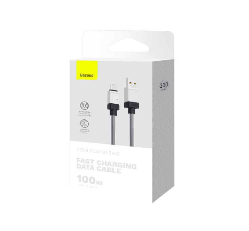 Cablu Baseus CoolPlay Fast Charge USB-C 100W 2m Negru — miniatură