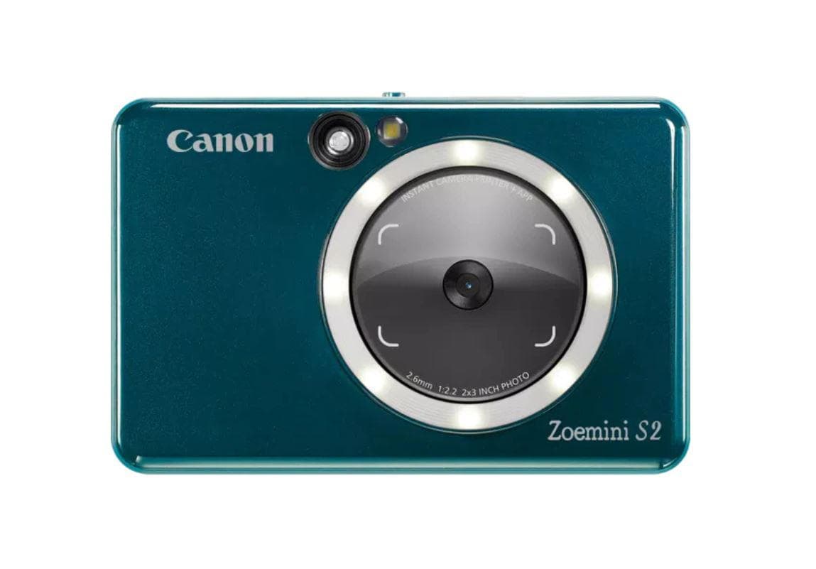 Imprimanta foto Canon Zoemini S2, 2 in 1 camera foto + imprimanta foto, tehnologie ZINK (zero ink) Viteza: 50 secunde pe poza, Rezolutie printare 314 X 600 dpi, Camera 8 megapixeli, blitz integrat, Bluetooth, NFC, compatibilitate IOS si Android, format poze: JPG, slot microSD (max256gb), baterie