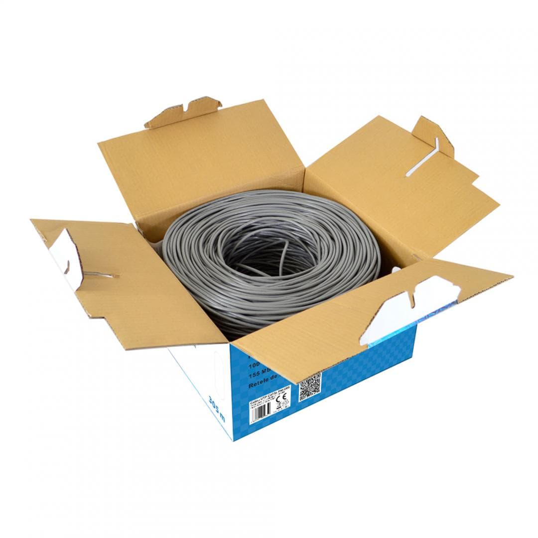 Cablu UTP CAT5e PNI U05 cu 4 perechi pentru internet 1 Gigabit si sisteme de supraveghere Rola 305m