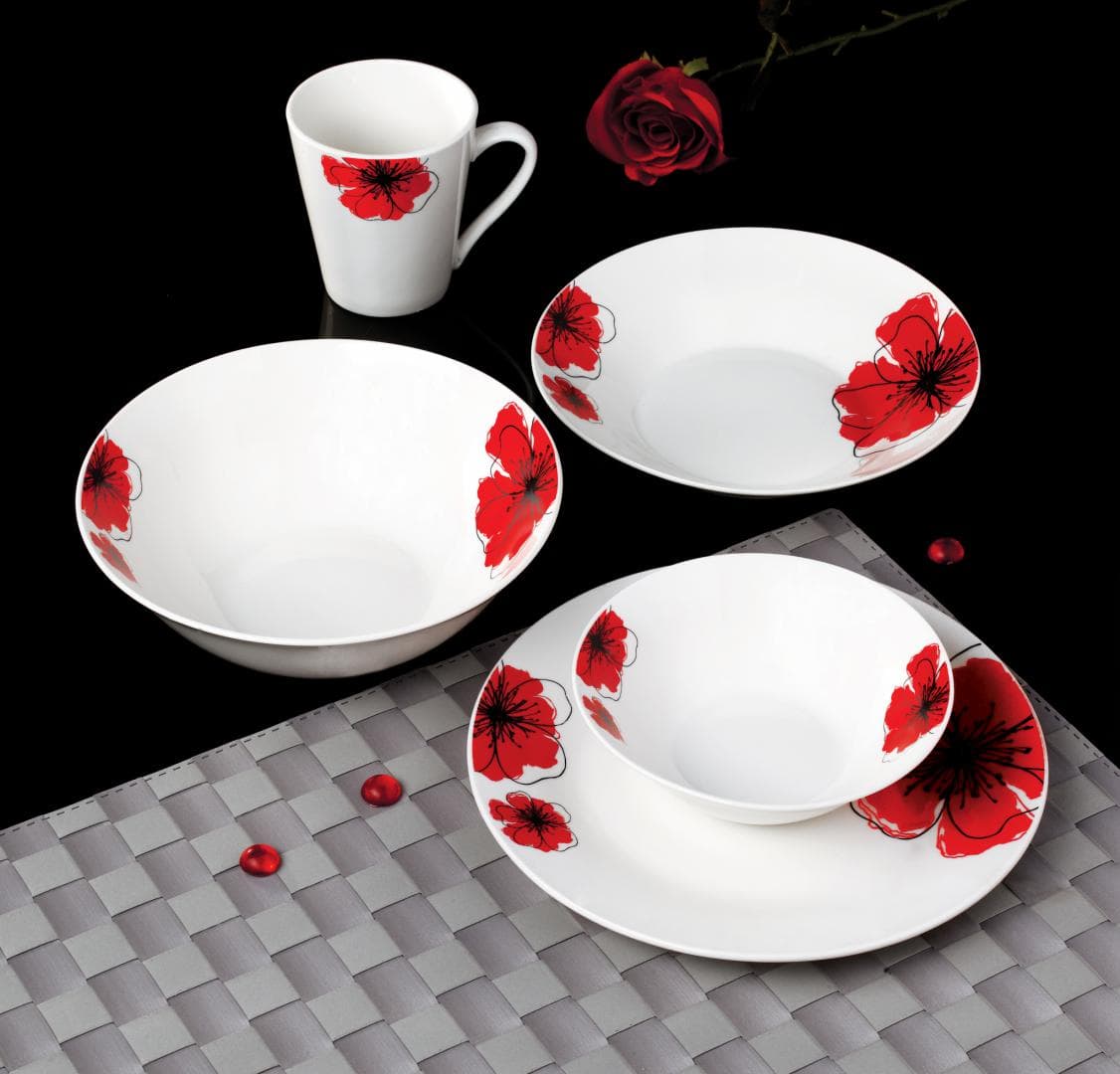 BOL PORTELAN 20 CM, RED FLOWERS 950 ML,VANORA HOME — miniatură