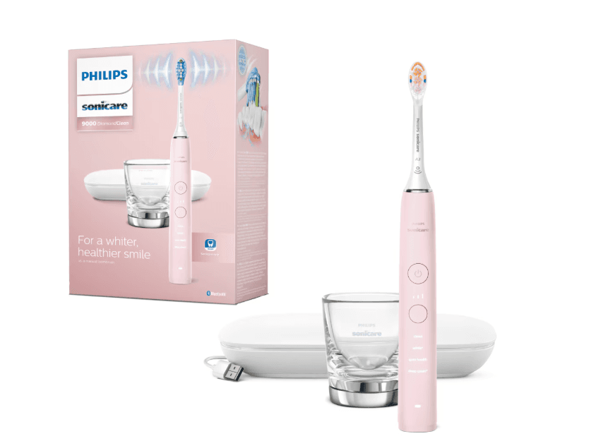 Periuta electrica sonica Philips Sonicare HX9911/21 Diamond Clean 9000 HX9911/21, 4 moduri de periere, 3 intensitati, 1 toc de transport cu USB incarcare, 1 pahar, roz