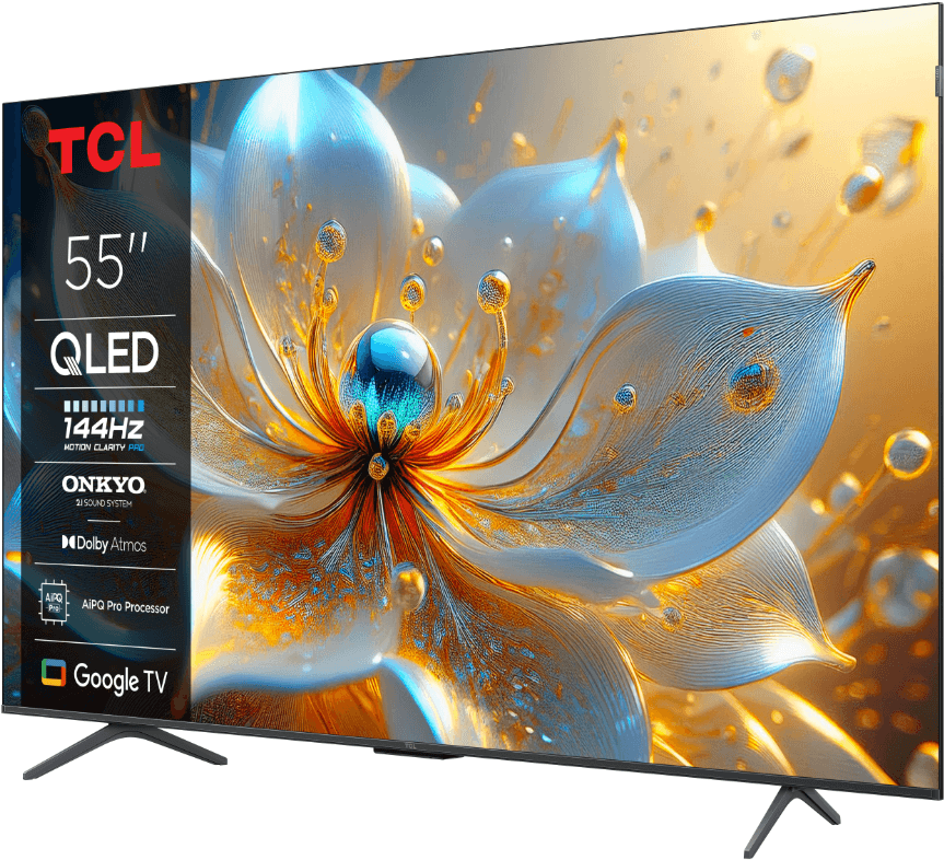 Televizor TCL QLED 55T8C, 139 cm, Smart Google TV, 4K Ultra HD, 144Hz, Onkyo — miniatură