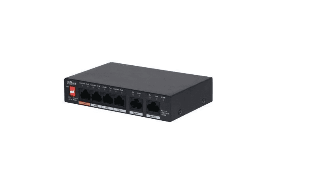 Dahua PoE Desktop Gigabit Unmanaged Switch, 6 Ports, 4×Gbit RJ-45 (PoE max 60W), 2xGbit RJ-45(Uplink)