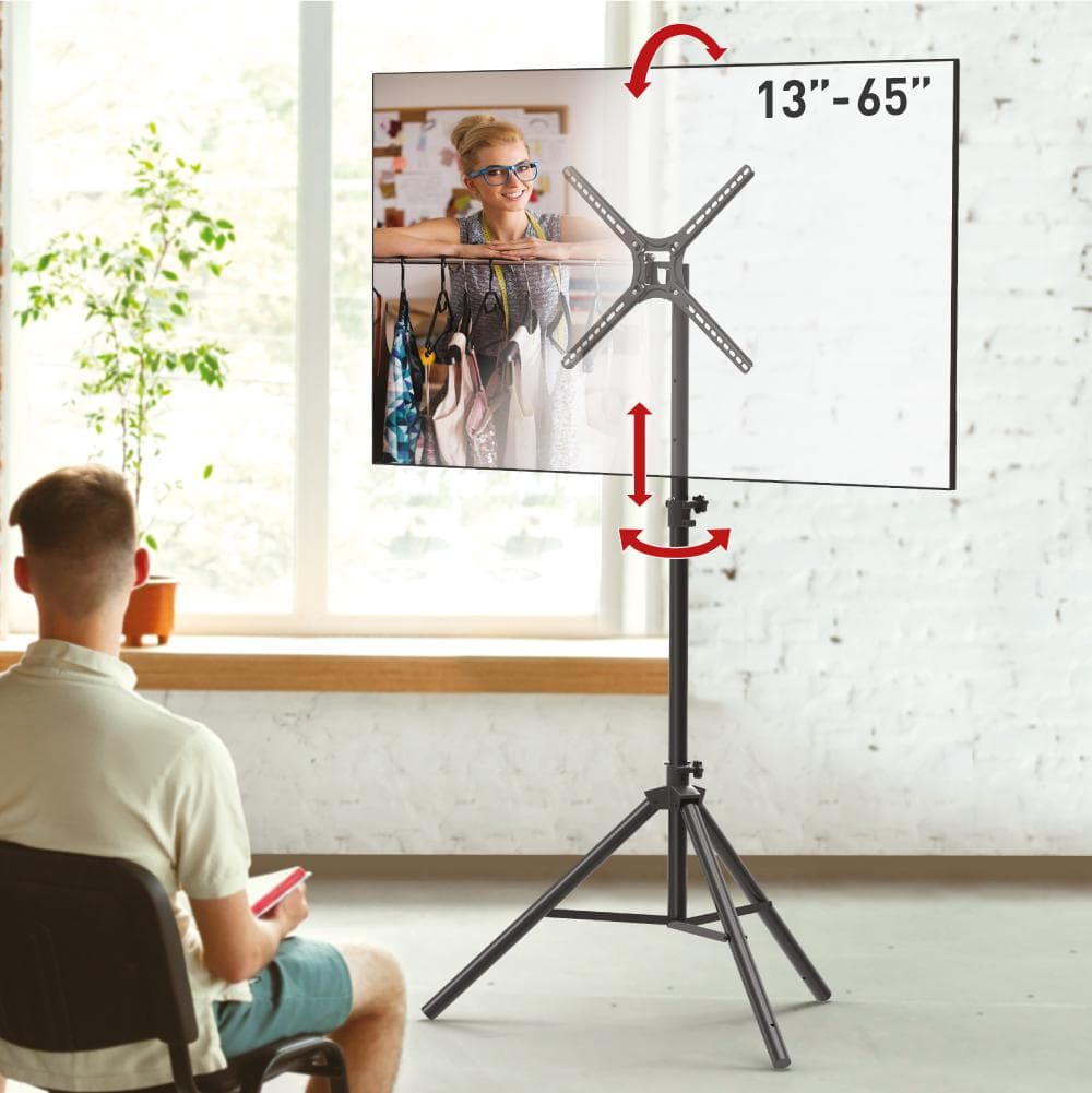 Suport tripod portabil de podea pentru TV plat/curbat Barkan, 13" - 65", VESA 400x400mm, Max 110kg, Negru — miniatură