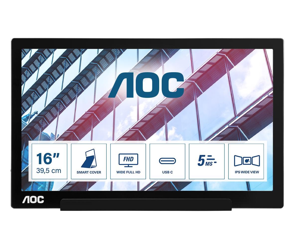 Monitor Consumer AOC I1601P, 15.6", 1920 x 1080 pixeli, Black, Silver