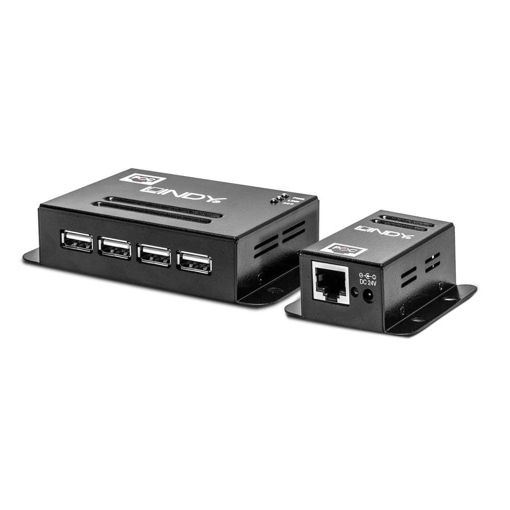Lindy 50m 4 Port USB 2.0 Cat.5e Extender Technical details Specifications USB Standard: USB 2.0 Supported Bandwidth: 480Mbps Maximum Distance: 50m (164.04ft) Transmission Medium: Cat.5/5e/6 or higher network cable Chipset: NS1021 Special Features: Power over Cable Connectors Transmitter Input — miniatură