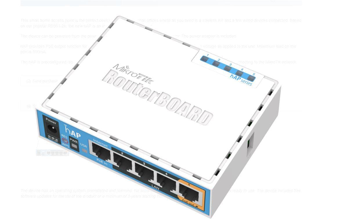 Access point Mikrotik hAP, Fast Ethernet, Poe, Single-Band — miniatură