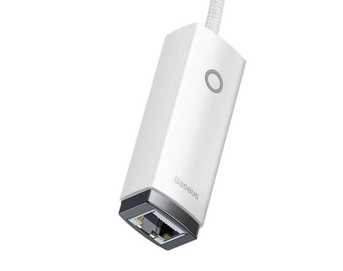 ADAPTOR RETEA Baseus Lite, USB Type-C to RJ-45 10/100 Mbps Adapter, LED, alb — miniatură