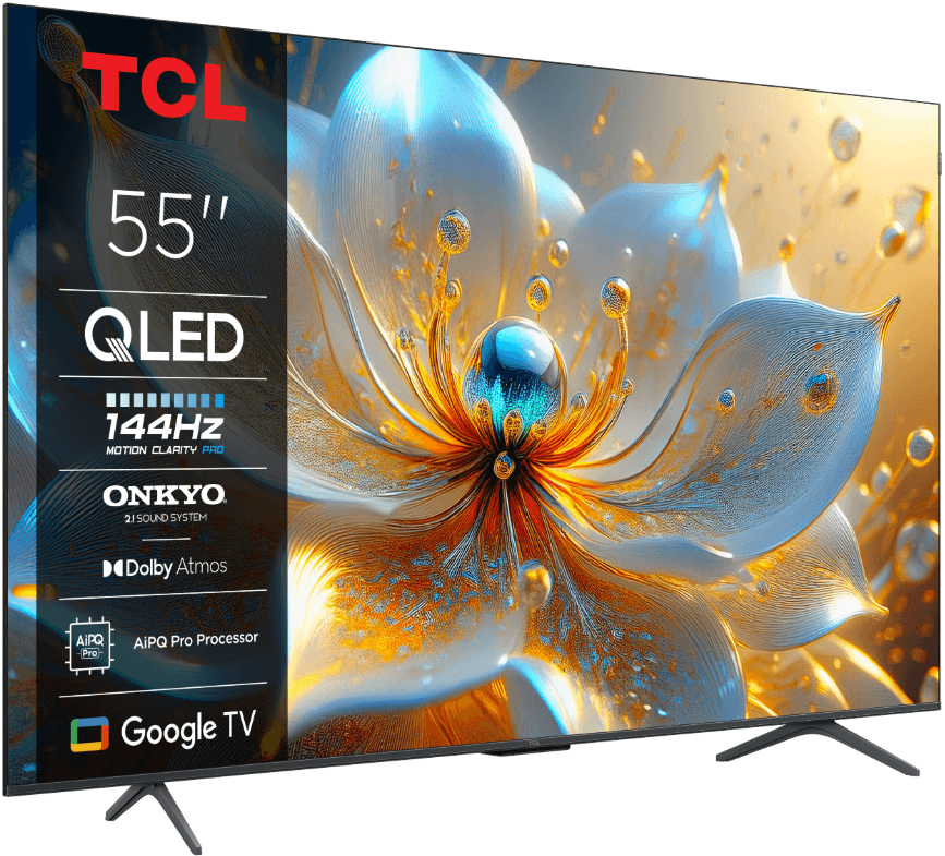 Televizor TCL QLED 55T8C, 139 cm, Smart Google TV, 4K Ultra HD, 144Hz, Onkyo — miniatură