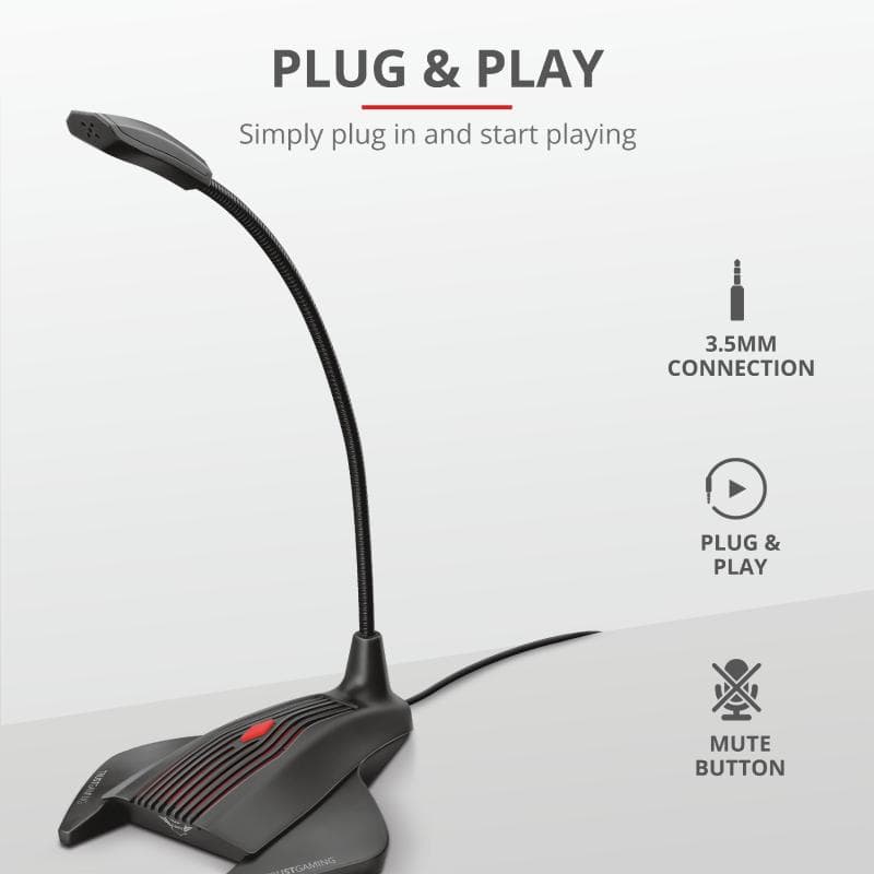 Microfon Trust GXT 239 Nepa Gaming, tip Condenser, Jack — miniatură