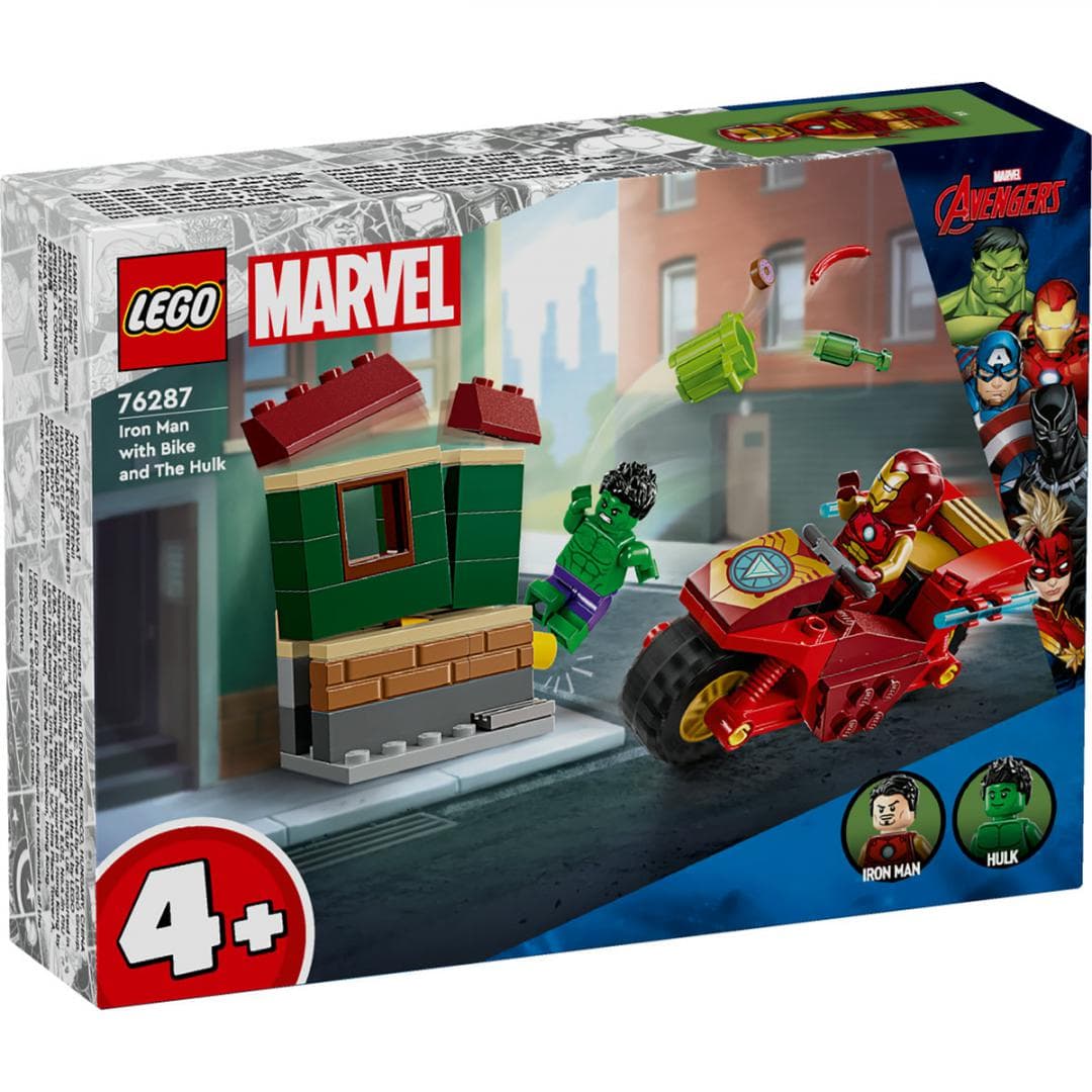IRON MAN CU MOTOCICLETA SI HULK, LEGO 76287 — miniatură