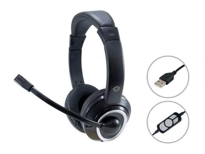 Casti Head-band Conceptronic POLONA, Wired, Negru — miniatură
