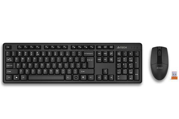 Kit Wireless tastatura si mouse A4TECH GK-3+G3-330N, taste numerice, negru — miniatură