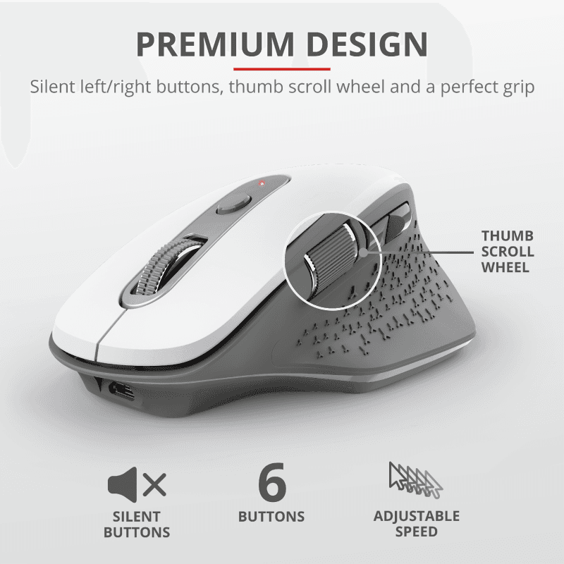Mouse Wireless Trust Ozaa, 2400 dpi, Alb — miniatură