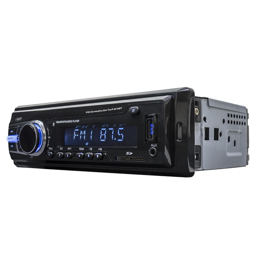 Radio MP3 player auto PNI Clementine Bus Truck 8524BT RDS 4x45w 12V/24V 1 DIN cu SD, USB, AUX, RCA si Bluetooth, Putere maxima audio (W) 4 x 45, Radio: AM/FM 87.5 - 108 MHz, USB 2.0 (max 32GB), microSD (max 32GB), AUX In (3.5mm mini jack), Redare fisiere: MP3. — miniatură