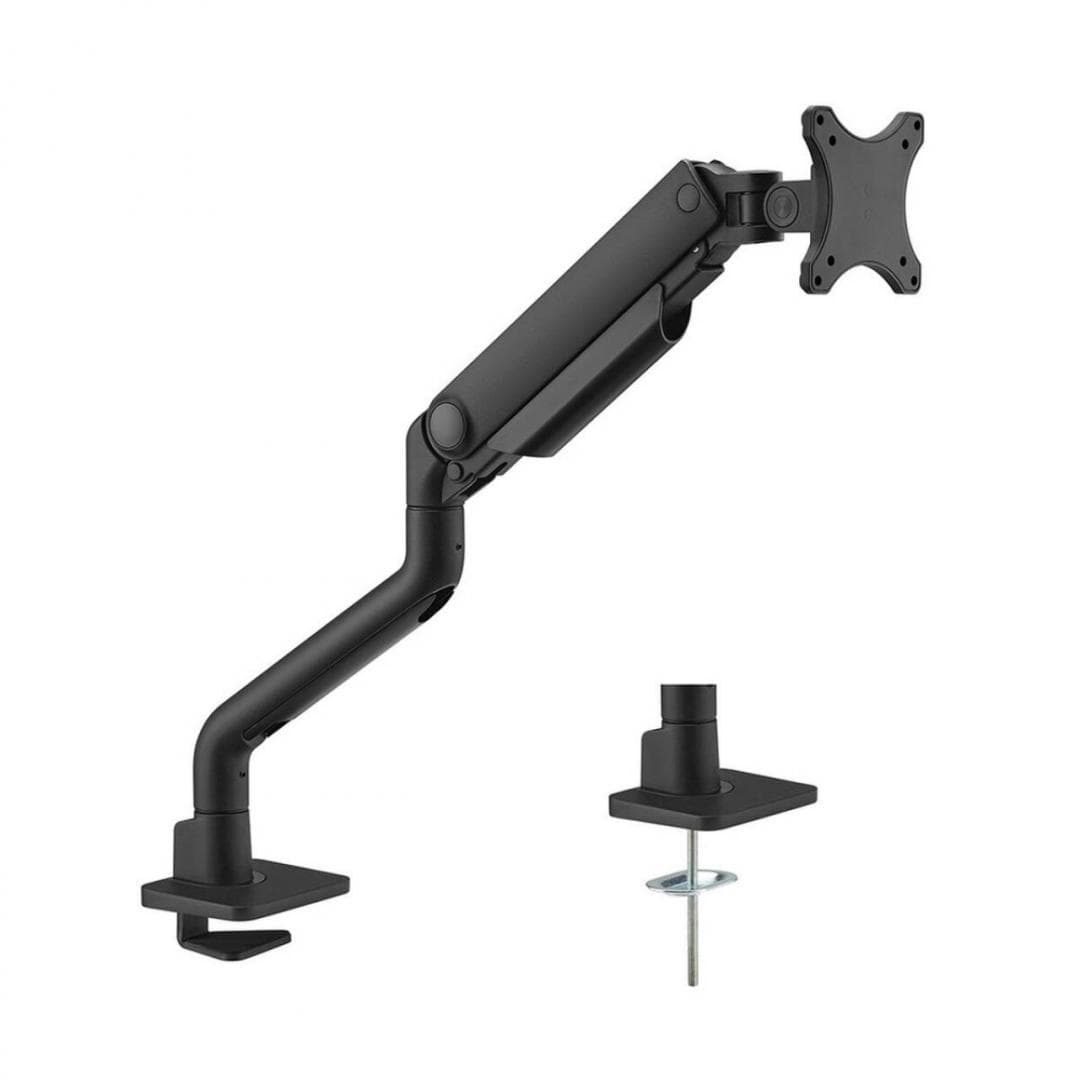Suport monitor de birou Neomounts Next One DS70S-950BL1; pentru display-uri cu diagonale 17"-49", sistem de prindere VESA 75x75~100x100, greutate maxima suportata 18kg, full motion, tilt +/-90°, swivel +/-90°, rotate +/-90°, distanta fata de perete 11.9 - 65.6 cm; gas spring; culoare negru. Garantie — miniatură