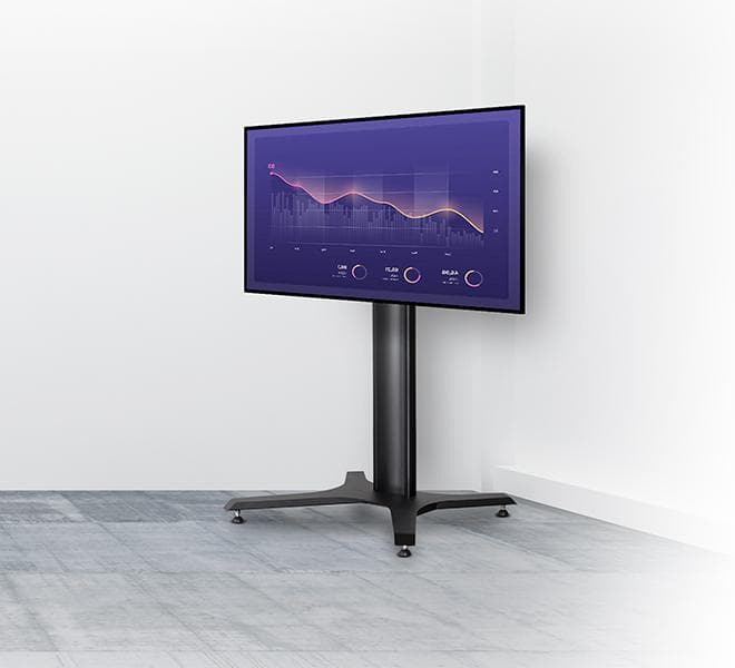 Stand mobil B-Tech 39-75" 70kg 1.4m, negru — miniatură