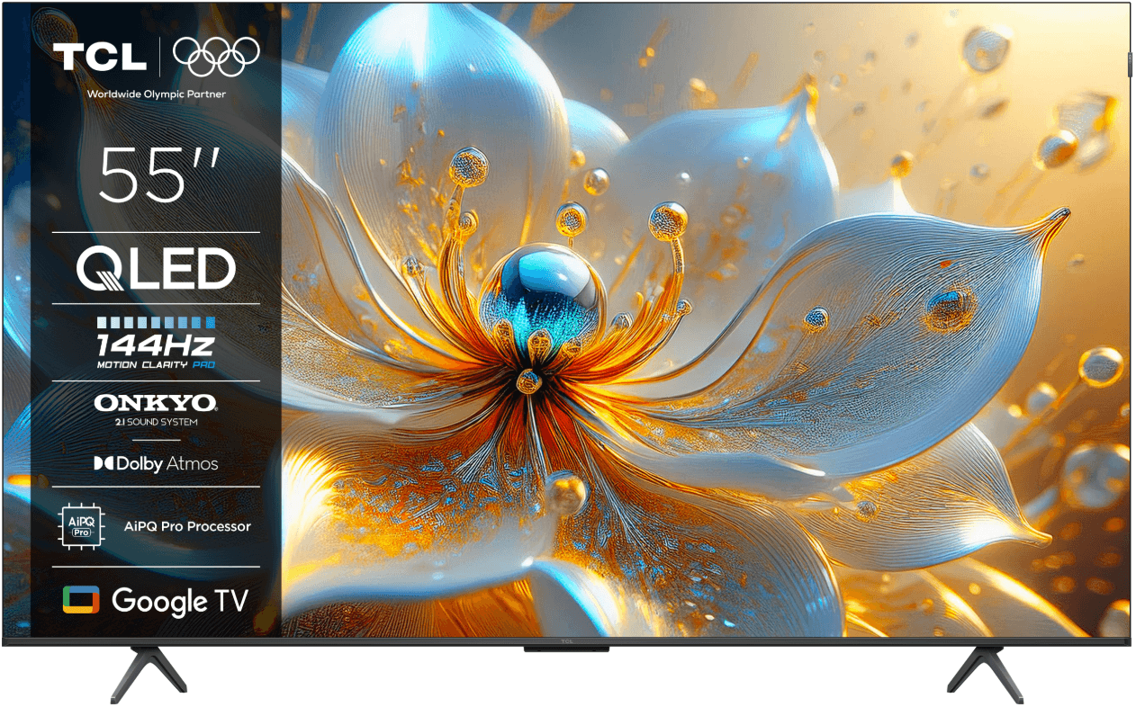 Televizor TCL QLED 55T8C, 139 cm, Smart Google TV, 4K Ultra HD, 144Hz, Onkyo