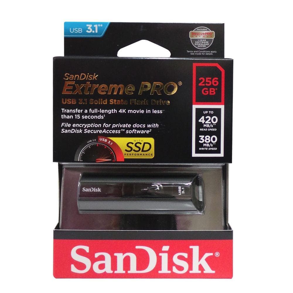 Memorie USB SanDisk Extreme Pro 256 GB, USB 3.1, Negru — miniatură