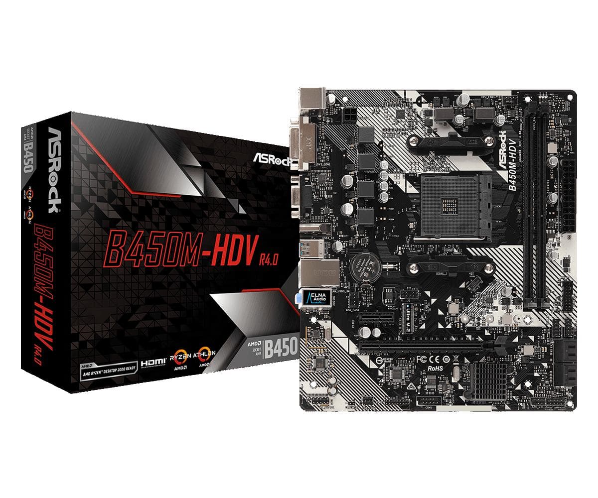 Placa de baza ASRock B450M-HDV R4.0, Socket AM4, DDR4, Micro-ATX