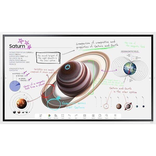 Display interactiv educational (tabla interactiva) Samsung Flip Pro WM65B, 65", UHD, 16/7, 350nit, New Edge 60Hz, 8ms, contrast static 4000:1, mătuire 8%~12%, Tizen 6.5, OTA, Flip App, CPU A72*4, stocare 32GB. Smartview+ (50 dispozitive conectate, 6 afisate in acelasi timp), Web browser, Office365