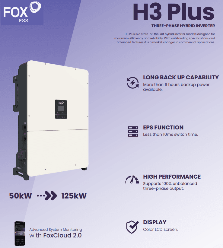 FoxESS OnGrid Inverter 3-Phase H3 Plus 75.0 , 75kW
