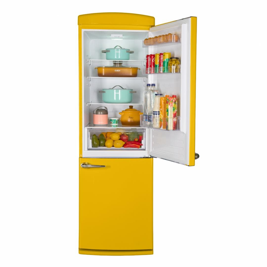Combina frigorifica FRAM FC-VRR341YLE++, 340 l, Clasa E, Galben — miniatură