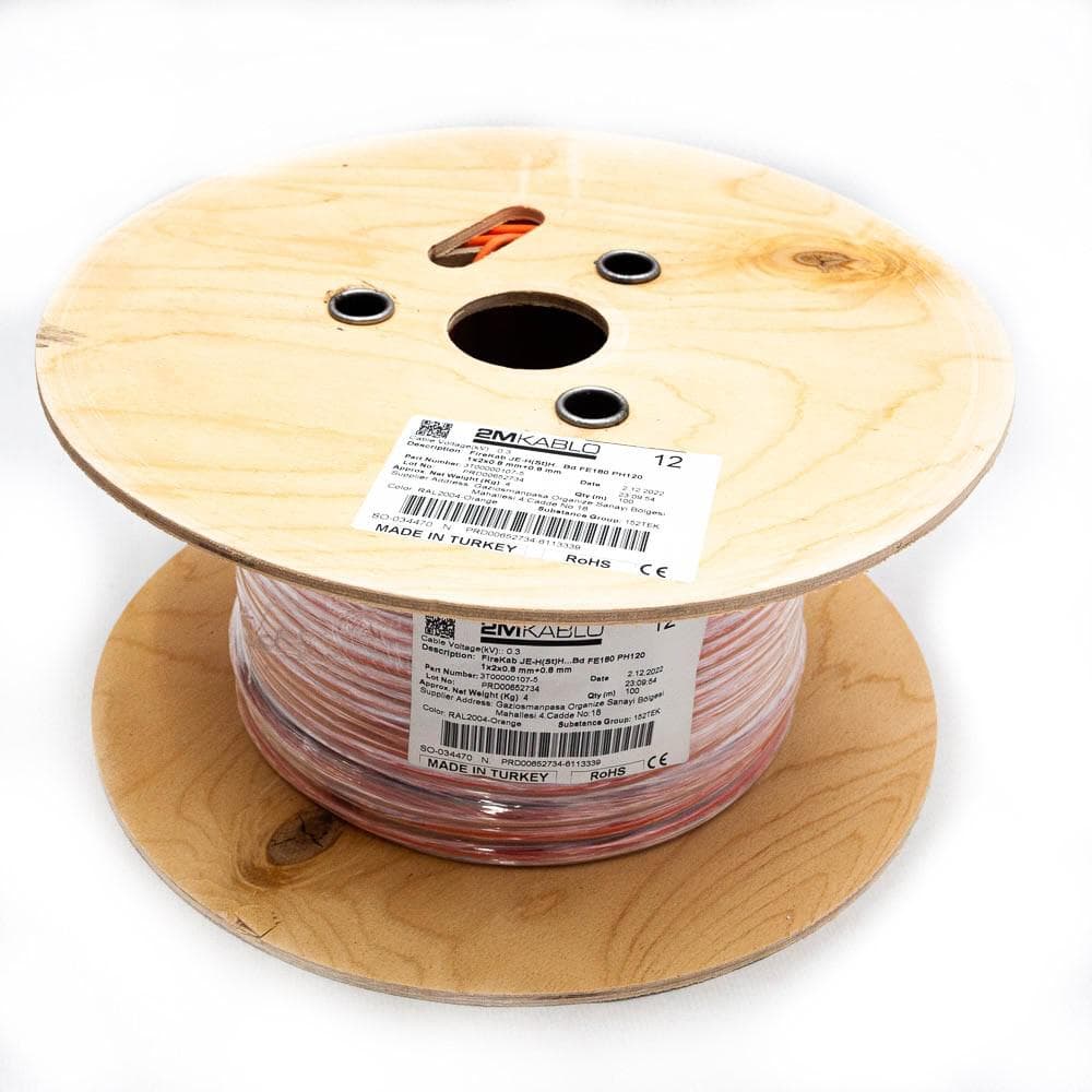 "Cablu incendiu JEH(St)H...Bd FE180 PH120 1x2x0.8 mm+0.8 mm, rezistenta la foc 120 minute, compatibilitate E30/E90producator 2M Kablo, cod: 3T00000107-100Diametru fir: 0.8mmConductor: perechi torsadate cu protectie din fibra de sticla, cupru 100%Culori fire: conform -VDE0815Manta: Halogen — miniatură