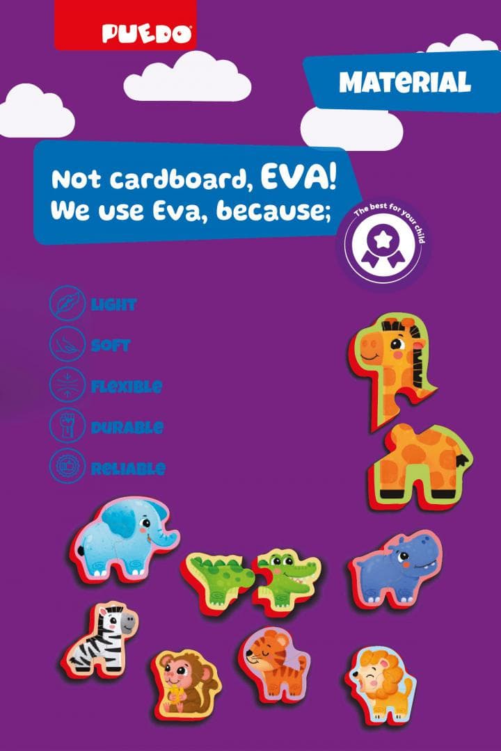PUZZLE DIN SPUMA EVA, ANIMALELE DIN SAFARI, PUEDO — miniatură