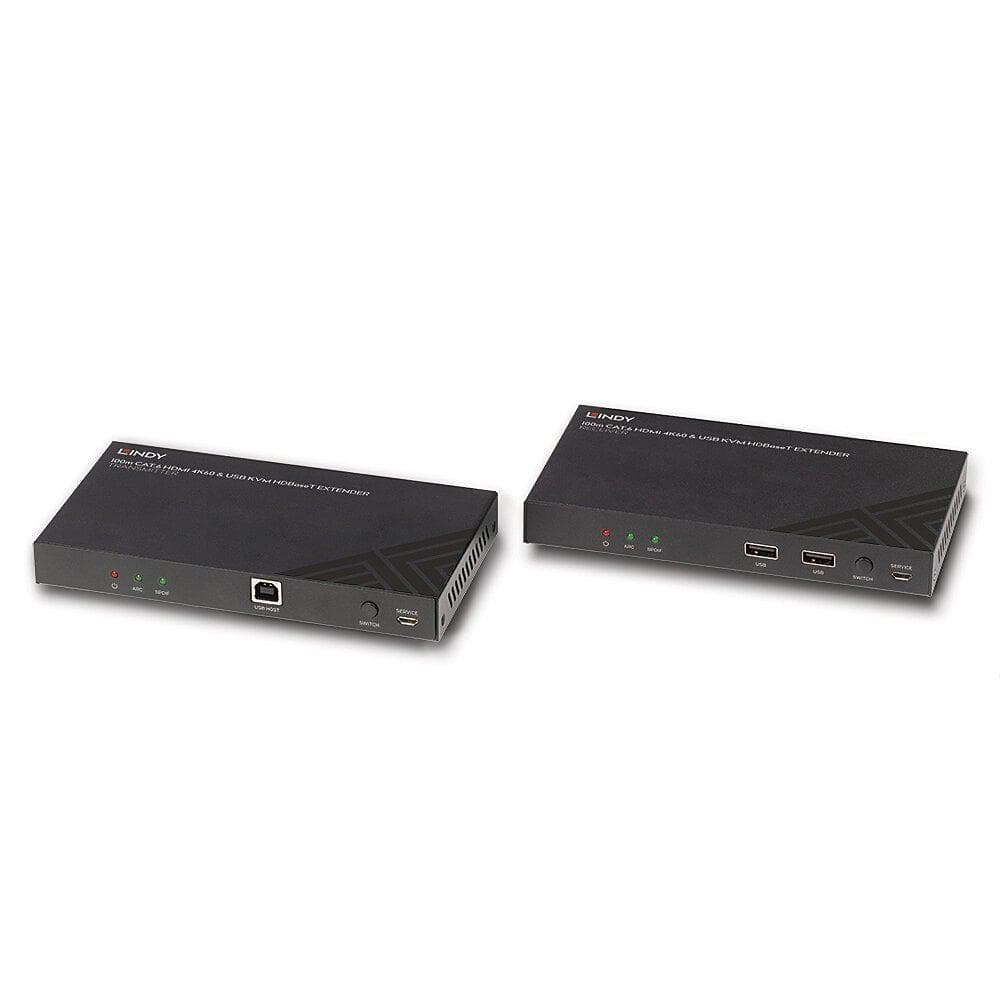 Lindy LY-38343 KVM Extender 100m Cat.6 HDMI 4K60, Audio, IR & RS-232 HDBaseT, USB 2.0 — miniatură