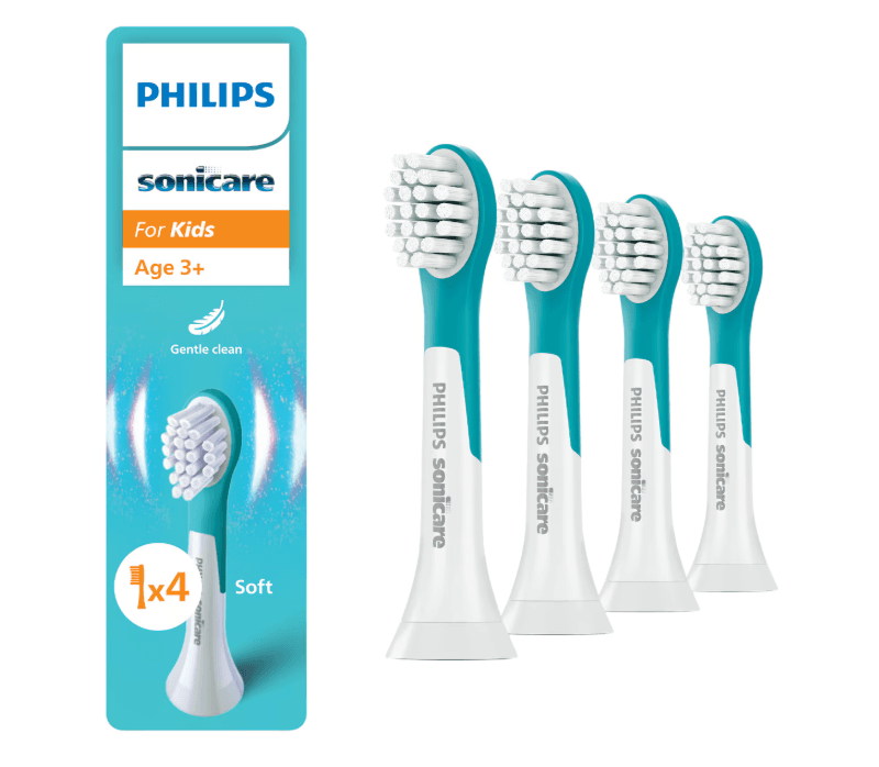 Rezerve PHILIPS Sonicare Kids Compact HX6034/90, Pachet de 4 capete de periere, Standard, Click-on, L x A x I (mm) 60x25.7x230.5