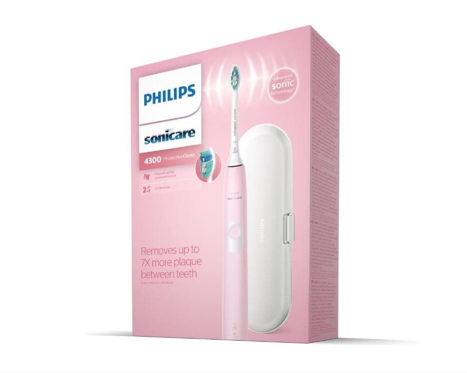 Periuta de dinti sonica electrica Philips Sonicare ProtectiveClean HX6806/03, 62000 miscari/minut, 1 mod de curatare, 2 intensitati, senzor presiune, functie BrushSync, 1 cap de periere, toc de transport, Roz pastel — miniatură