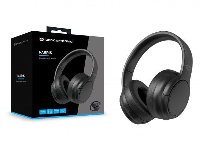 Casti Head-band Conceptronic PARRIS03B, Wireless/Wired, Negru