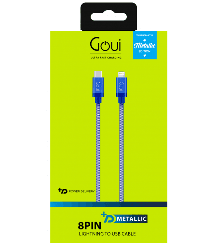 Cablu Date si Incarcare USB Type-C la Lightning Metallic, 1 m, G-METALLICC94B, Alb — miniatură