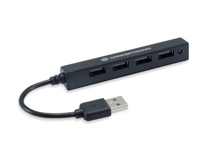 Hub USB CONCEPTRONIC HUBBIES, USB-A, 4 porturi, Negru — miniatură