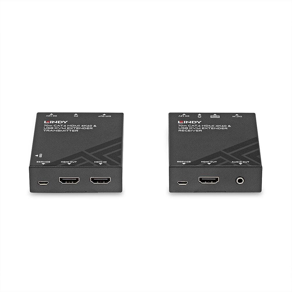 Lindy Cat.6 HDMI 4k60 KVM Extender, distanta maxima 70m latime de banda suportata 18Gbps, rezolutie maxima 3840x2160@60Hz 4:4:4 8bit, negru — miniatură