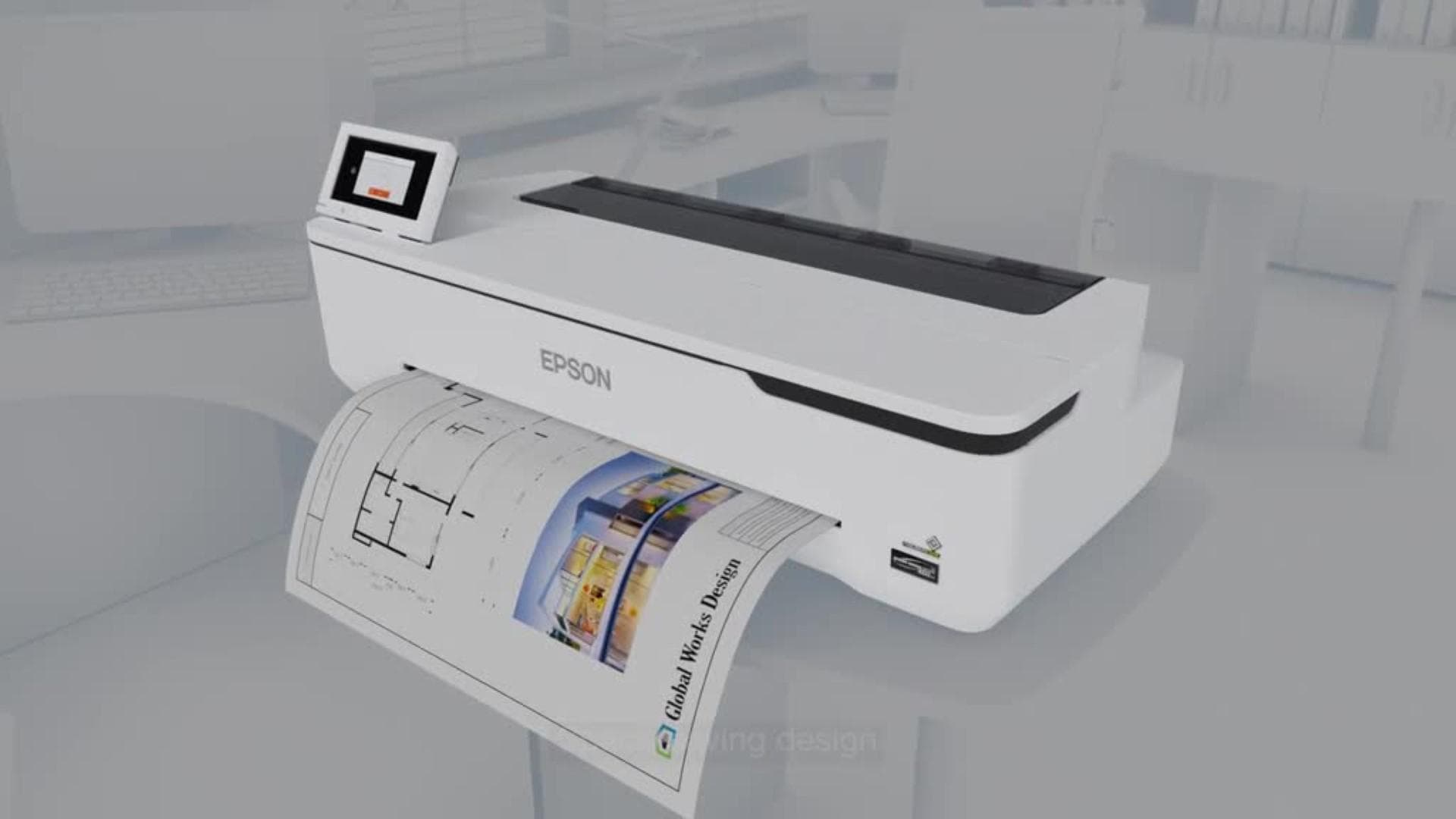 Plotter Epson Surecolor T5100N 36", format A0, 4 culori, rezolutie max 2400 x 1200 DPI, memorie 1GB RAM, limbaje de printare: ESC/P-R, HP-GL2, RTL, Auto cutter, ecran tactil 10.9cm, interfata: USB2.0, Retea, WI-FI, consumabile: C13T40C140, C13T40D140, C13T40C240, C13T40D240, C13T40C340 — miniatură
