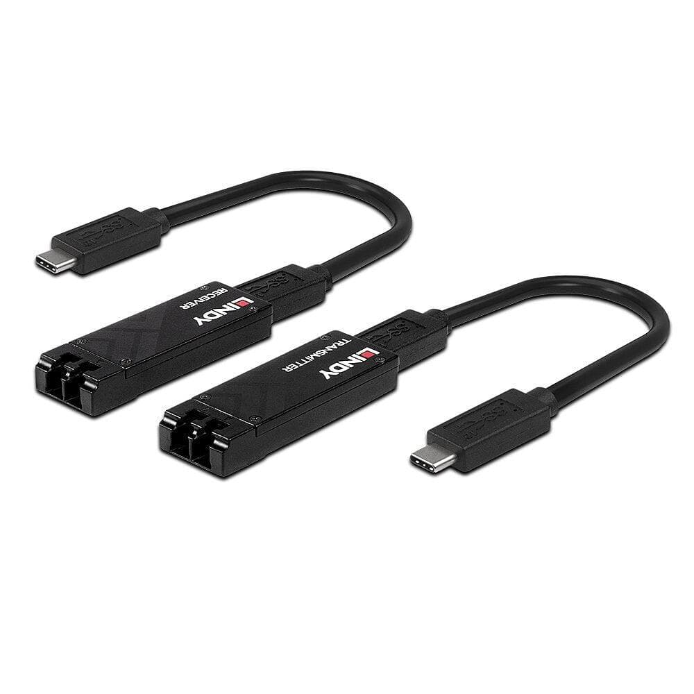 Lindy 100m Fibre Optic USB 3.2 Type C Extender Technical details Specifications USB Standard: USB 3.2 / 3.1 Gen 2 Supported Bandwidth: 10Gbps Maximum Distance: 100m (328.08ft) Transmission Medium: Multimode 50µm/125µm OM3 Chipset: Silicon Line SL86050 Special Features: - Connectors Transmitter — miniatură