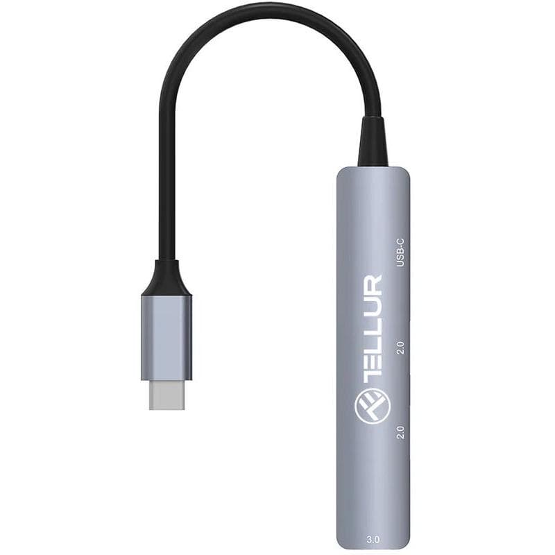 Hub USB TELLUR TLL321051, USB-C, 4 porturi, Gri — miniatură