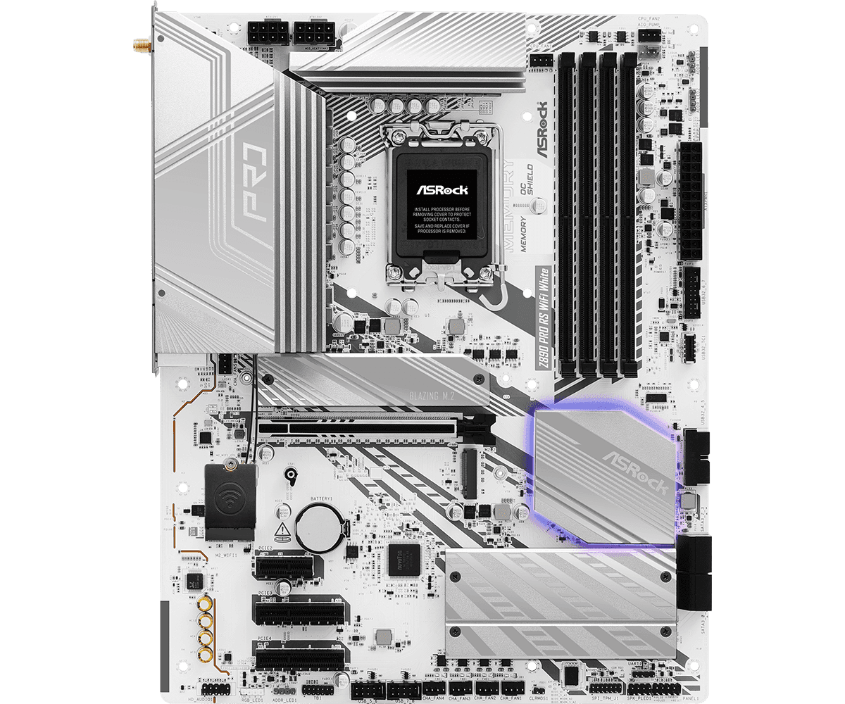 Placa de baza ASRock Z890 Pro RS WiFi White, Socket 1851, DDR5, ATX — miniatură