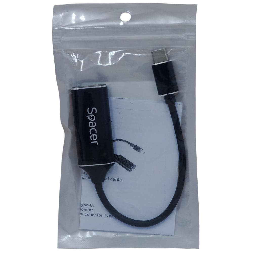 CABLU SPACER USB 3.1 TIP-C (T) LA HDMI (T) 15CM, rezolutie maxim 4k@ 30Hz, negru — miniatură