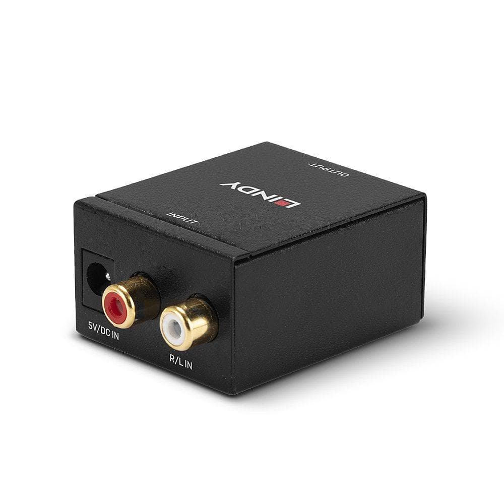DAC Lindy Phono to TosLink (Optical) & Coaxial Convert analogue audio to a digital audio signal Technical details Specifications Video Interface: - Interface Standard: - Supported Bandwidth: - Maximum Resolution: - HDCP Support: - Audio Interface: Phono (R/L) Chipset: CS8406 Supported Audio: LPCM — miniatură