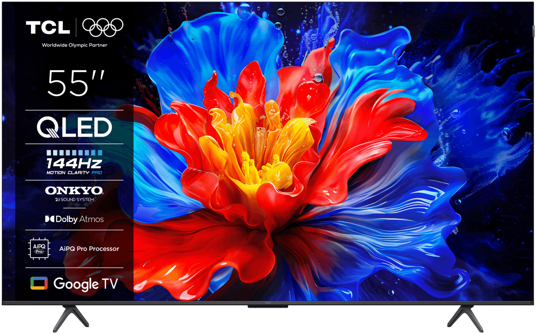 Televizor TCL QLED 55P81K, 139 cm, Smart Google TV, 4K Ultra HD, 144Hz, Onkyo