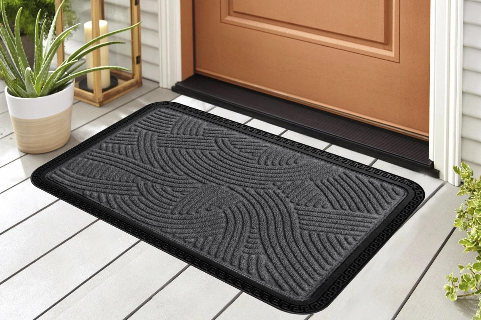 COVORAS INTRARE ANTIDERAPANT CU MARGINE CAUCIUCATA 40X60 CM, GRI, HEINNER HOME — miniatură