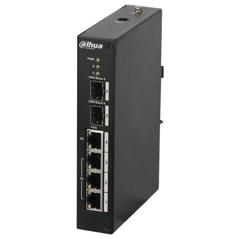 Switch POE Dahua PFS3206-4P-96; 3 x10/100M Base-T (PoE+/PoE); 1 x10/100/1000M Base-T(Hi-PoE/PoE+/PoE);2 X1000M Base-T; IEEE 802.3af/802.3at(PoE+), Hi-PoE; Power supply: DC48~57V; PoE budget:96W; Dimension: 150 x100 x30mm; Greutate: 480g;