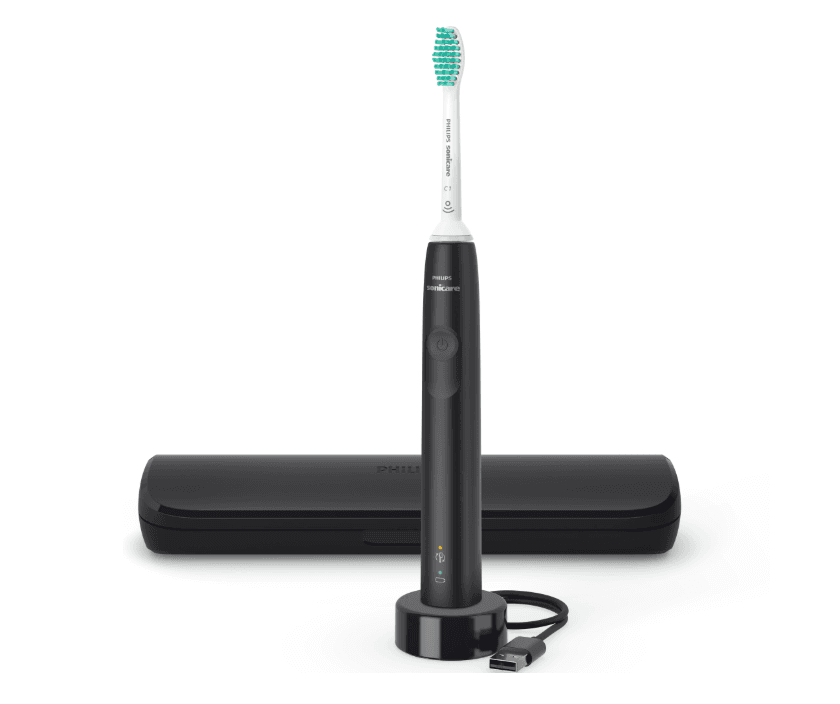 Periuta de dinti sonica electrica PHILIPS Sonicare Seria 3100 HX3673/14, 31000 miscari/minut, 1 mod de curatare, Senzor presiune, Functia BrushSync, 1 cap de periere, Negru, L x A x I (mm) 63x139x220 — miniatură