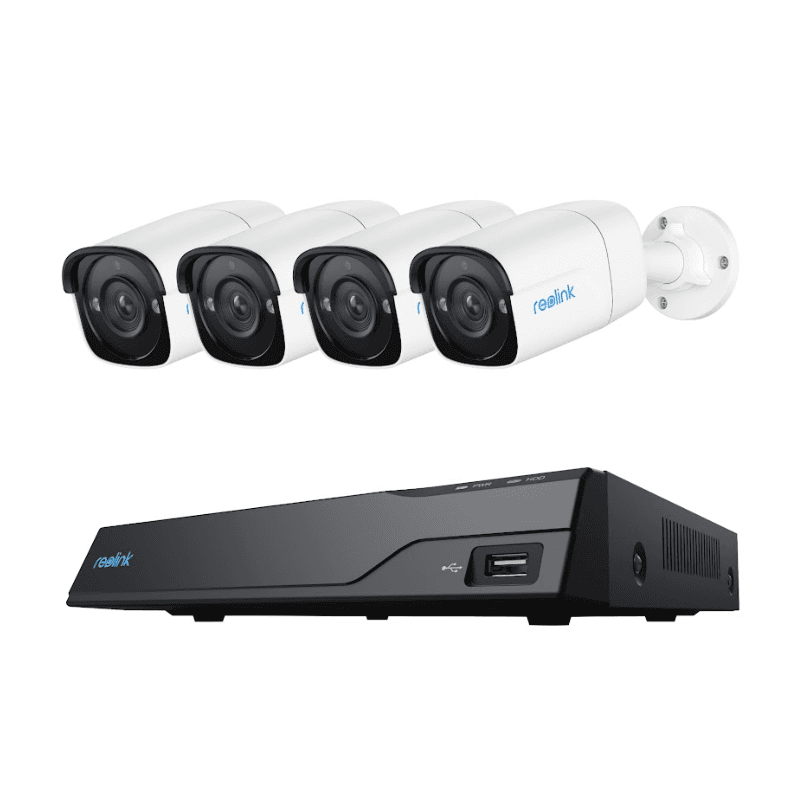 NVR Reolink RLK8-410B4-5MP; NVS8-5MB4 Contine un NVR NVS8 si 4 camere B400 24/7 Stay Protected in 5MP/4MP Super HD Power over Ethernet With 8-Channel NVR 2TB HDD Built-in Audio Recording
