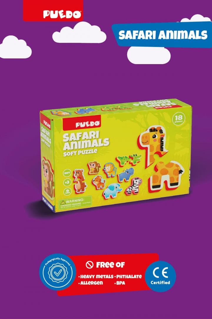 PUZZLE DIN SPUMA EVA, ANIMALELE DIN SAFARI, PUEDO — miniatură