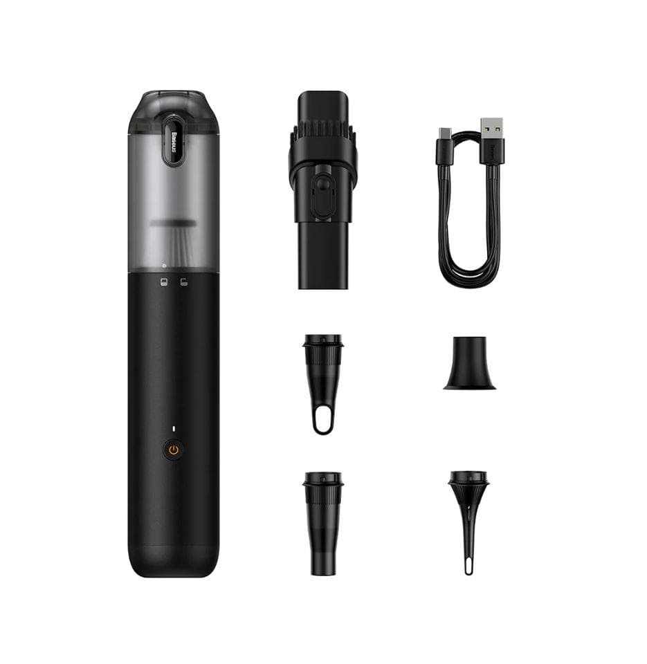 Aspirator de mana Baseus A3 Lite, putere aspirare 12000pa, suporta incarcare QC3.0, filtru HEPA, acumulator 6000mAh cablu inclus Type-C la USB, negru — miniatură